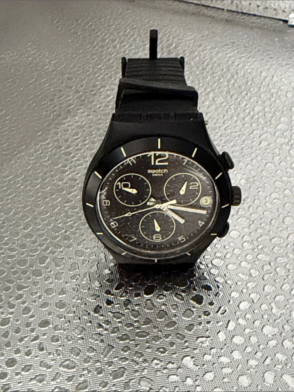 Swatch Black Men's Chronograph with Gold Accents